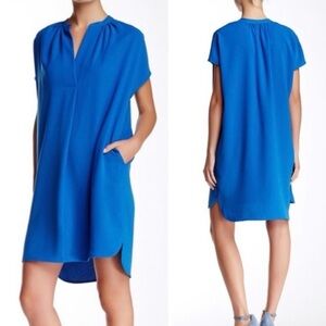 Vince Blue Popover Poplin Dress Sz Small Flaw